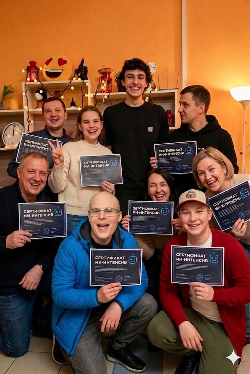 Иллюстрация людей, сгенерированная нейросетью